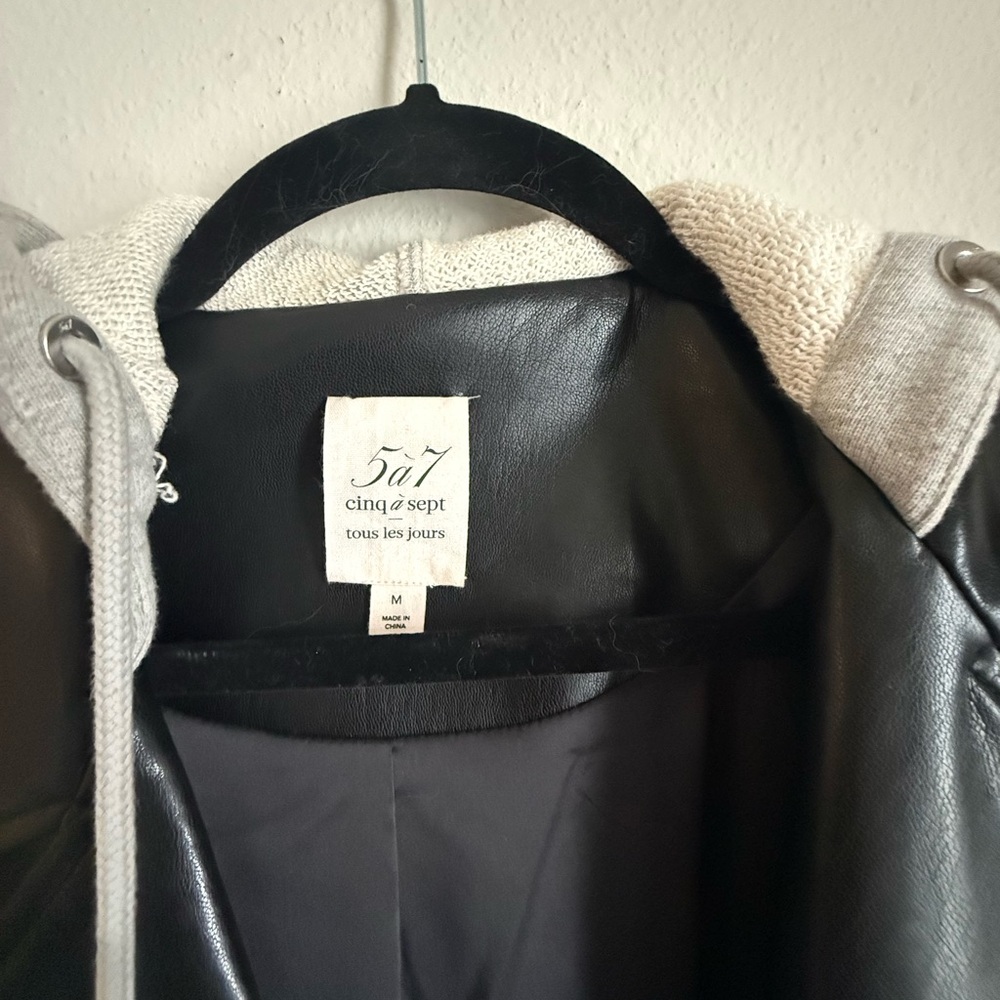 Cinq à Sept Evie Hooded Faux Leather Jacket - Picture 3 of 11